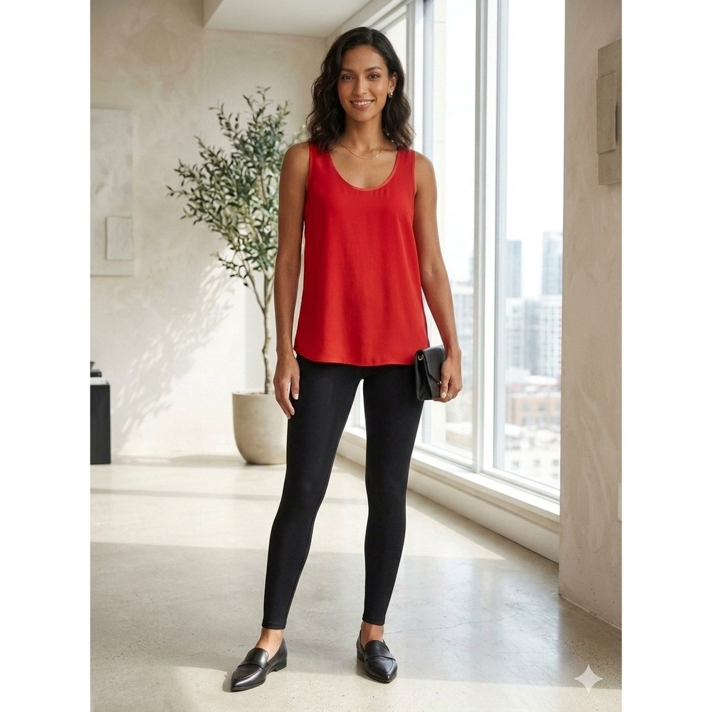 Badgley Mischka Red Sleeveless Blouse Scoop Neck Tank Top NWT Small